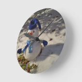 Snowman met blauw Pet en Scarf Ronde Klok (Hoek)