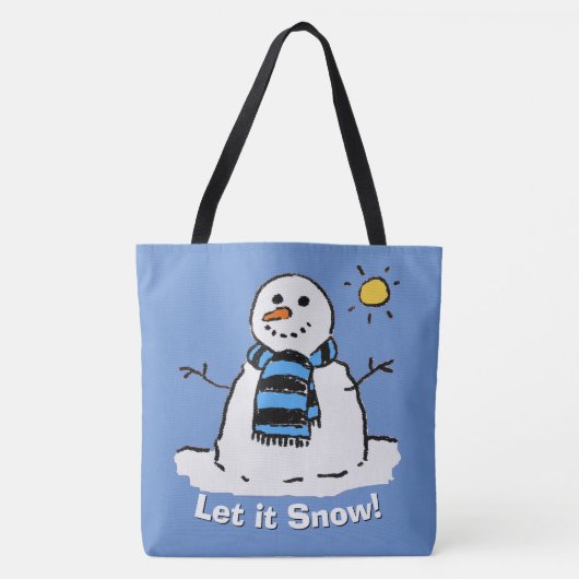 Snowman met boodschap - Laat het sneeuwen! Tote Bag (Voorkant)