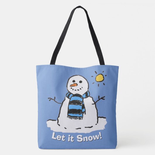 Snowman met boodschap - Laat het sneeuwen! Tote Bag (Achterkant)
