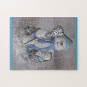 Snowman met Broom Legpuzzel (Horizontaal)
