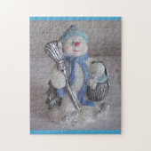 Snowman met Broom Legpuzzel (Verticaal)