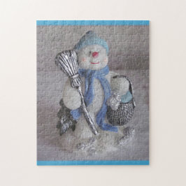 Snowman met Broom Legpuzzel