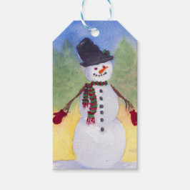 Snowman met cadeau Label kerstfeestdag Cadeaulabel