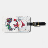 Snowman met cadeaus in Waterverf Bagagelabel (Voorkant horizontaal)