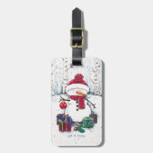 Snowman met cadeaus in Waterverf Bagagelabel (Voorkant verticaal)