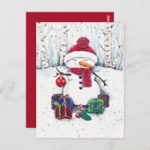 Snowman met cadeaus in Waterverf Briefkaart (Voorkant / Achterkant)