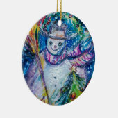 SNOWMAN MET CHRISTMAS TREE EN TOYS KERAMISCH ORNAMENT (Rechts)