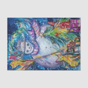 SNOWMAN MET CHRISTMAS TREE EN TOYS TISSUEPAPIER