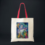 SNOWMAN MET CHRISTMAS TREE EN TOYS Winter Season Tote Bag<br><div class="desc">Colorful , whimsical and grappig acrylverf door Bulgan Lumini (c).Snowy Winter night with snowman, kersttree, toys, cat, owl, puppets, sierental planten and holly berries in levendige geel, blauw, groen, rood, wit roze, kleuren.</div>