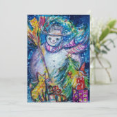 SNOWMAN MET CHRISTMAS TREE, OWL EN TOYS FEESTDAGENKAART (Staand voorkant)