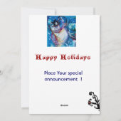 SNOWMAN MET CHRISTMAS TREE, OWL EN TOYS FEESTDAGENKAART (Achterkant)