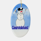 Snowman met diploma afstuderen keramisch ornament (Rechts)