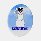 Snowman met diploma afstuderen keramisch ornament (Rechts)