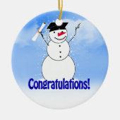 Snowman met diploma afstuderen keramisch ornament (Voorkant)