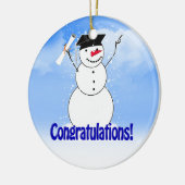 Snowman met diploma afstuderen keramisch ornament (Links)