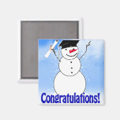 Snowman met diploma afstuderen magneet (Voorkant / Achterkant)