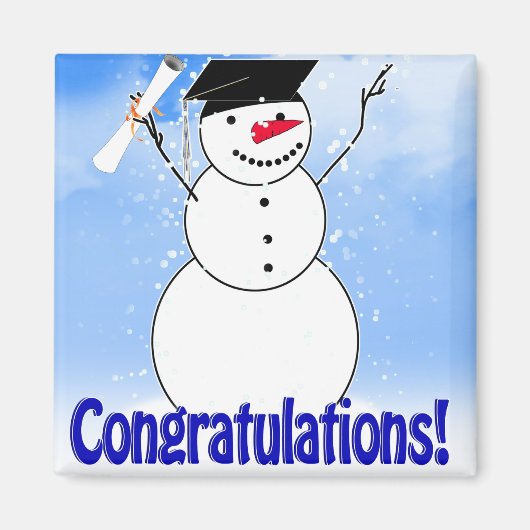 Snowman met diploma afstuderen magneet (Voorkant)