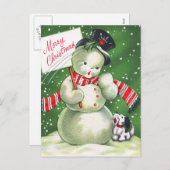 Snowman met Dog Feestdagenkaart (Voorkant / Achterkant)