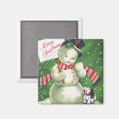 Snowman met Dog Magneet (Voorkant / Achterkant)