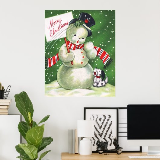 Snowman met Dog Poster (Thuiskantoor)