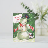Snowman met Dog Uitnodiging Briefkaart (Staand voorkant)
