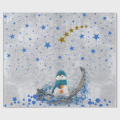 Snowman met dunne blauwe sterren cadeaupapier (Vlak)
