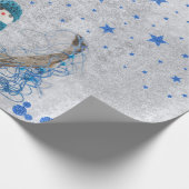 Snowman met dunne blauwe sterren cadeaupapier (Hoek)