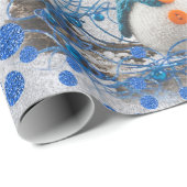 Snowman met dunne blauwe sterren cadeaupapier (Rol Hoek)