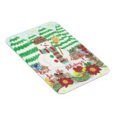 Snowman met een bruom Holiday Premium magnet Magneet (Rechterzijde)