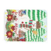 Snowman met een bruom Holiday Premium magnet Magneet (Horizontaal)