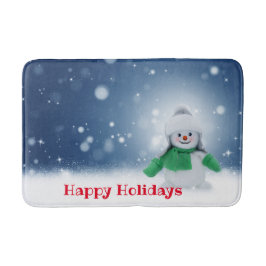 Snowman met een groene sjaal badmat