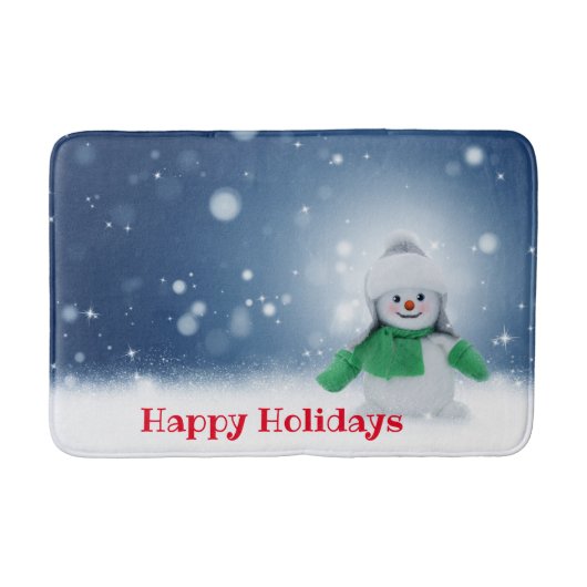 Snowman met een groene sjaal badmat (Voorkant)