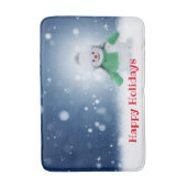 Snowman met een groene sjaal badmat (Voorkant Verticaal)