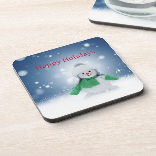 Snowman met een groene sjaal bier onderzetter (Linkerzijde)