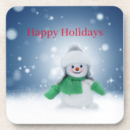 Snowman met een groene sjaal bier onderzetter