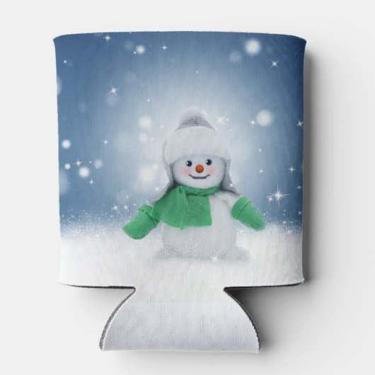 Snowman met een groene sjaal blikjeskoeler (Achterkant)