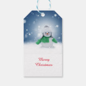 Snowman met een groene sjaal cadeaulabel (Achterkant)