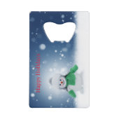 Snowman met een groene sjaal creditkaart flessenopener (Voorkant)