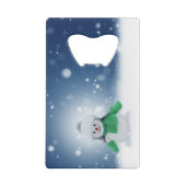 Snowman met een groene sjaal creditkaart flessenopener (Achterkant)
