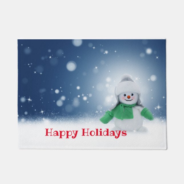 Snowman met een groene sjaal deurmat (Voorkant)