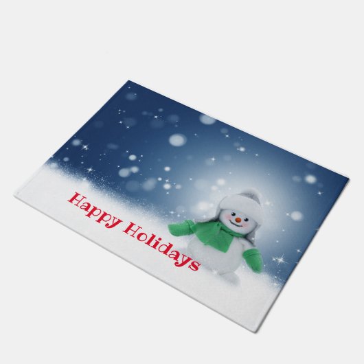 Snowman met een groene sjaal deurmat (Schuin)
