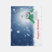 Snowman met een groene sjaal fleece deken (Voorkant)
