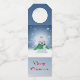 Snowman met een groene sjaal flessenhanger