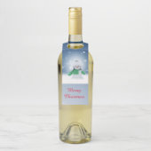 Snowman met een groene sjaal flessenhanger (Op fles)