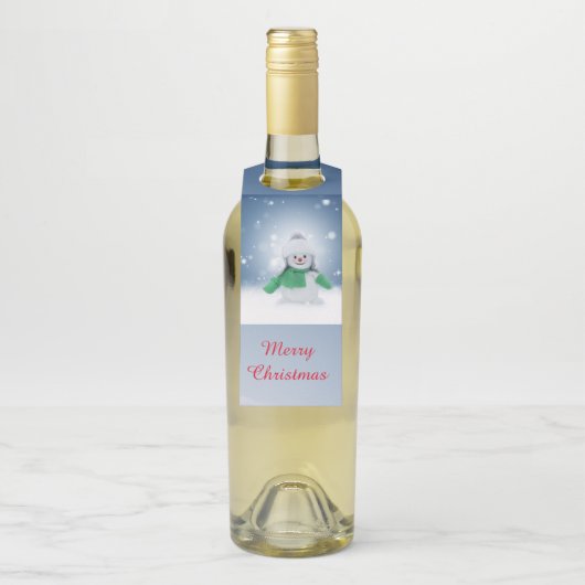 Snowman met een groene sjaal flessenhanger (Op fles)