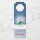 Snowman met een groene sjaal flessenhanger (Voorkant)
