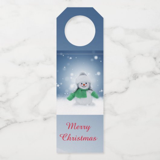 Snowman met een groene sjaal flessenhanger (Voorkant)
