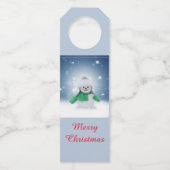 Snowman met een groene sjaal flessenhanger (Achterkant)