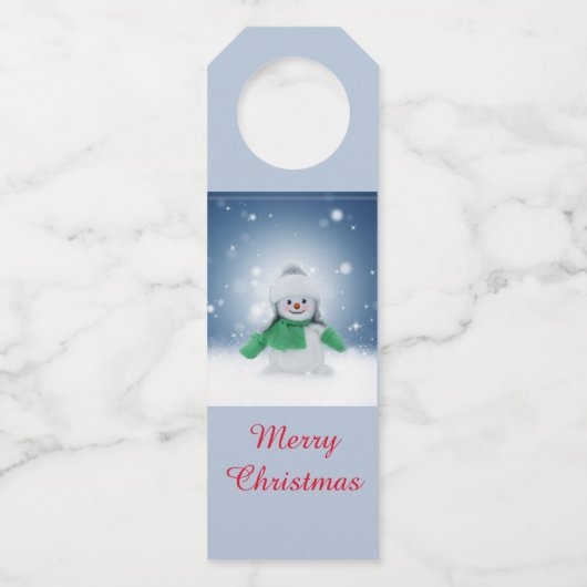 Snowman met een groene sjaal flessenhanger (Achterkant)