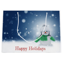 Snowman met een groene sjaal groot cadeauzakje